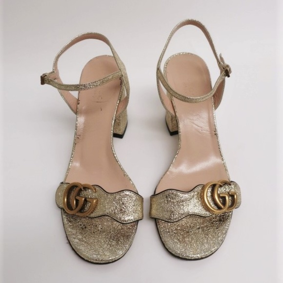 Gucci GG Marmont Sandals Gold - Picture 2 of 8